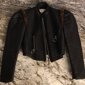 Gucci Black Textured Leather Jacket